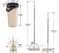 Kit de nettoyage des sols Ibenzoa®, comprenant une serpillère plate de 138 cm, un seau avec système de lavage double et essorage, une poignée en acier inoxydable réglable, et 6 microfibres – pour les 