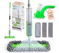 Kit de nettoyage des sols par vaporisation - Mop pour nettoyer les sols - Nettoyage rapide des sols - Inclut une serpillère - Dimensions : 40 x 10 x 125 cm - Gris