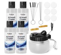 Kit de nettoyage pour aérographe, 4 flacons de 120 ml, pour peintures acryliques, avec support de nettoyage en verre