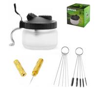 Kit de nettoyage pour aérographe, comprenant : aiguille, buse, brosses et récipient