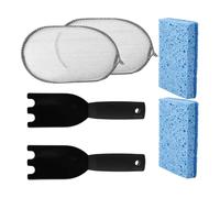 Kit de nettoyage pour barbecue - Ensemble d'outils de nettoyage pour barbecue avec éponges, brosse et grattoir, accessoires de nettoyage pour barbecue pour graisse et retrait faciles, kit d'entretien