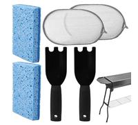 Kit de nettoyage pour barbecue, ustensiles de cuisine, grattoir de nettoyage professionnel pour barbecue avec poignée ergonomique, ensemble d'entretien de barbecue avec éponges remplaçables pour plus