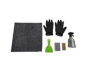 Kit de nettoyage pour pierre tombale, 7 pièces avec racloir, brosse, flacon pulvérisateur, gants et éponge pour l'entretien des pierres tombales, du marbre et des monuments en pierre - Noir