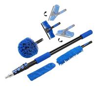 Kit de Nettoyage pour plumeau Haute portée, Tige d'extension de 3,7 m, portée de 6 m, plumeau en Toile d'araignée et Manche télescopique, pour raclette et Brosse à récurer Haute fenêtre, Brosse en