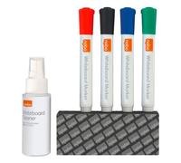 ACCO NOBO Kit de nettoyage pour tableau blanc – Nettoyant 50 ml + 4 marqueurs assortis