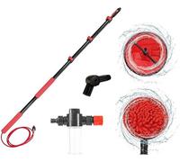 Kit de nettoyage rotatif télescopique 5 pièces, comprenant 2 accessoires, une brosse de nettoyage télescopique avec un manche télescopique de 3,6 mètres, avec raccordement à l'eau et distributeur de s