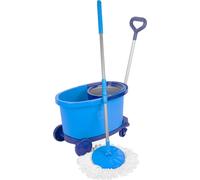 Kit de nettoyage Strend Pro, industriel, balai a franges rotatif avec seau sur roulettes, 35 litres