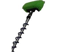 Kit de nettoyage télescopique avec distributeur de savon – Brosse à cinq côtés pour les salissures tenaces dans le jardin, vert