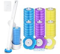 Kit de nettoyage WC à manche prolongé,36 têtes jetables et un bac de rangement en couleurs variées