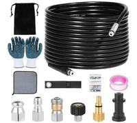 Kit de nettoyeur de canalisations pour nettoyeur haute pression - Tuyau de nettoyage 1/4 pouce NPT, raccord M22, embout rapide 1/4", buse rotative, buse bouton nez, adaptateur pour Karcher/Lavor