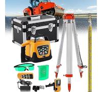 Kit De Niveau Laser Rotatif - Appareil Mesure Pour Le Bâtiment D'une Portée 500 M Avec Faisceau Vert, Comprenant Une Règle Tour Et Un Trépied