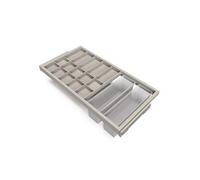 Emuca Kit de organisateur de tiroirs, plateau auxiliaire et cadre de coulissage soft close pour armoires, réglable, module 900mm, Gris pierre Peint gris pierre G
