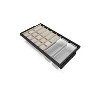 Kit de organiser de tiroirs, plateau auxiliaire et cadre de roulement soft close pour armoires, réglable, module 900mm, Noir texturé