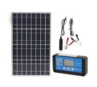 Kit de panneau solaire 18 V 20 W avec contrôleur 60 A, détection automatique 12 V/24 V, design étanche, deux sorties USB, clips de batterie pour camping-car, bateau hors réseau (2 panneaux + 60 A)