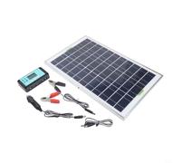 Kit de panneau solaire 20 W 6 V avec contrôleur 10 A pour caravane et véhicule marin - Chargeur monocristallin compact double port USB DC 350 x 280 mm