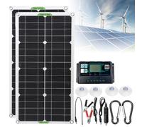 Kit De Panneau Solaire 250/500W - Contrôleur 10/20/30A, Panneau Solaire Monocristallin, Avec 4 Ventouses Et 2 Mousquetons, Double USB, Pour Chargement De Batterie 12V/24V,30Acontroller-500W