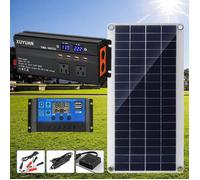 Kit de Panneau Solaire 30W Kit de Panneau de Charge Solaire 18V Kit de Panneau Solaire Léger +2000W Onduleur