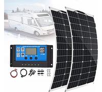 Kit De Panneau Solaire 600 W 12 V, Panneau Solaire Flexible 2 X 300 W avec Chargeur De Batterie Solaire, Contrôleur De Charge 40 A, Fil for Yacht, Bateau, Camping-Car, Cabine