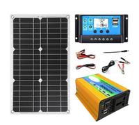 Kit De Panneau Solaire Avec Onduleur 300 W - Contrôleur Smart 30 A + Panneau Solaire 18 W, Écran LCD, Double Chargement USB, Déconnexion Automatique Lorsqu'il Est Plein |for Les Maisons