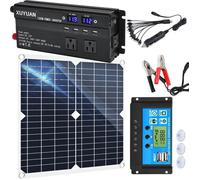 Kit de Panneau Solaire, Chargeur de Batterie Kit + régulateur de Charge Solaire Convertisseur 12v/24V - 110V 2000W Onduleur