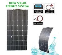 Kit de panneau solaire de 100W - Panneau solaire monocristallin flexible avec régulateur de charge de 10A, idéal pour bateaux et toits