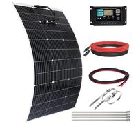 【Kit de panneau solaire flexible 120W 12V】 : Panneaux solaires flexibles ultralégers de 120W + contrôleur de charge solaire 30A + connecteur en forme de T + 4 câbles solaires + attaches de câble, pann