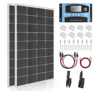 Kit de panneau solaire MPPT 360 W : kit de panneau solaire DERUXI 2 x 180 W pour caravane 1,44 kWh/jour pour camping-car : 2 panneaux solaires mono 180 W 12 V + contrôleur de charge solaire MPPT 30 A