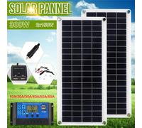 Kit de panneaux solaires 150W 300W, batterie de Charge 12V avec Module de contrôleur 30A 60A, 2 ports USB, batterie externe pour téléphone RV voiture 300W Solar Panel