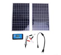 Kit de panneaux solaires 200 W avec cadre en aluminium avec contrôleur, charge USB 12 V 24 V pour batterie plate pour camping-car, caravane, voiture (double)