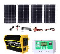Kit De Panneaux Solaires 3000 Watt Avec Contrôleur Et Onduleur, Panneaux Solaires Réglables, Kit Système Solaire Domestique, Charge Rapide, Kit Complet De Panneaux Solaires Pour Camping-cars(Black,12V