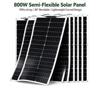 Kit de panneaux solaires - 800W (10 panneaux de 80W) - Silicium monocristallin - 105x40 cm - Blanc