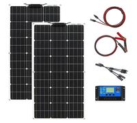 Kit de panneaux solaires de 200W, comprenant 2 panneaux solaires flexibles de 100W et 12V, avec un régulateur de charge de 20A