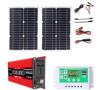 Kit de Panneaux solaires Hors réseau 4000 W avec Panneau étanche 50 W et contrôleur 50 A for Camping-Car, Bateau, Maison et Camping(Red)