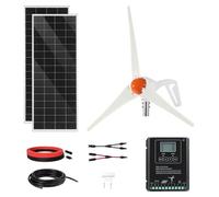 Kit de panneaux solaires hybrides 12V 400W - 2 panneaux solaires monocristallins de 100W - Éolienne de 200W