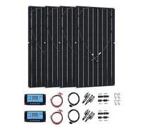 Kit de panneaux solaires monocristallins flexibles 2000 W | 4 modules photovoltaïques de 500 W pour le camping, l'alimentation hors réseau et les applications marines