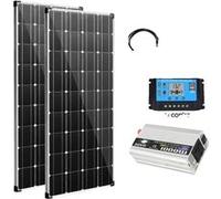 Kit de panneaux solaires pour camping-cars et maisons, haute efficacité, cadre en aluminium durable, panneaux solaires 300W, contrôleur, câbles de batterie, adaptateur 2 en 1, onduleur 1000W, Variante