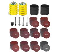 Kit de papier abrasif, 325 pièces, 50 mm, avec système de fixation Velcro, grains allant de 80 à 3000, pour outils rotatifs Dremel, perceuses-visseuses, travaux sur automobile, bois et métal