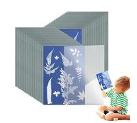Kit de papier d'impression solaire : 32 feuilles de dessin A5 sensibles au soleil avec panneau acrylique | Projet DIY d'impression naturelle pour enfants et adultes, art bleu, activité créative