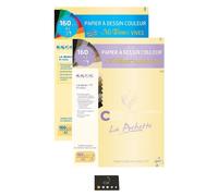 Kit de papier pour dessin A3, adapté aux pastels, 160 g/m², comprenant 16 feuilles et un classeur