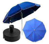 Kit de parasol avec socle de parasol en couleur bleu, large D 240cm H 230cm Pied Graphite D 40cm fonction touristique