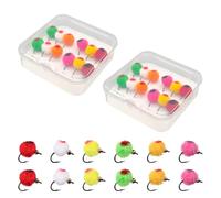 Kit de Pêche à la Mouche, 24 Pcs Leurre Mouche Flottant Lumineux, Œufs de Truite et de Saumon, avec Boîte à Mouches pour la Pêche à la Truite et Au Saumon