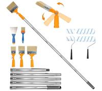 Kit de Peinture 10 Pièces,Rouleaux 23 cm et 10 cm | Perche Télescopique 1,5 m,Pinceau à poils, spatule en plastique, pinceau à peinture pour murs et plafonds
