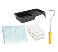 Kit de peinture : 10 rouleaux à mousse de 10 cm ultra fins et droits, 1 rouleau de peinture, 1 bac à peinture, 1 film de recouvrement
