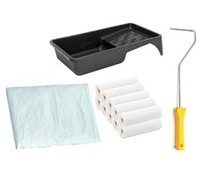Kit de peinture : 10 rouleaux à mousse de 10 cm ultra fins et droits, 1 rouleau de peinture, 1 bac à peinture, 1 film de recouvrement
