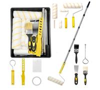 Kit de Peinture 17 Pièces - Rouleaux 23 cm et 10 cm, Bac, Brosse, Perche Télescopique 1,5 m - Set Anti-Gouttes pour Murs et Plafonds