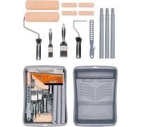 Kit de peinture avec rallonge - Kit de 15 pièces pour la peinture des murs et des plafonds, comprenant un rouleau, un bac à peinture, des pinceaux et un support pour rouleau