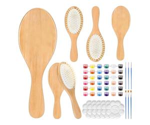 Kit de peinture brosses à cheveux en bois, DIY Kit de peinture brosses à cheveux, loisirs créatifs pour décoration de peignes en bois, pour artistes adultes, femmes, débutants, arts de loisirs