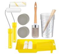 Kit de peinture complet avec 18 outils comprenant pinceaux, rouleaux, plateaux pour projets manuels