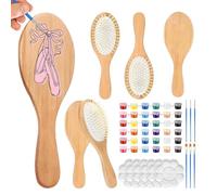 Kit de peinture de brosse à cheveux en bois | Coffret DIY pour Peindre sa Brosse | Kit Créatif de Peigne à Peindre,pour Amateurs de Loisirs Créatifs Femmes Adultes Débutantes en Art Familles Anniversa