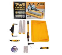 Kit de peinture Hardy Working Tools 7 pièces Speedy 40, rouleaux à peinture grands (40 cm), rouleaux à petits (10 cm), bac à (58 cm), manche télescopique de 60 cm à 94 cm, ruban de masquage